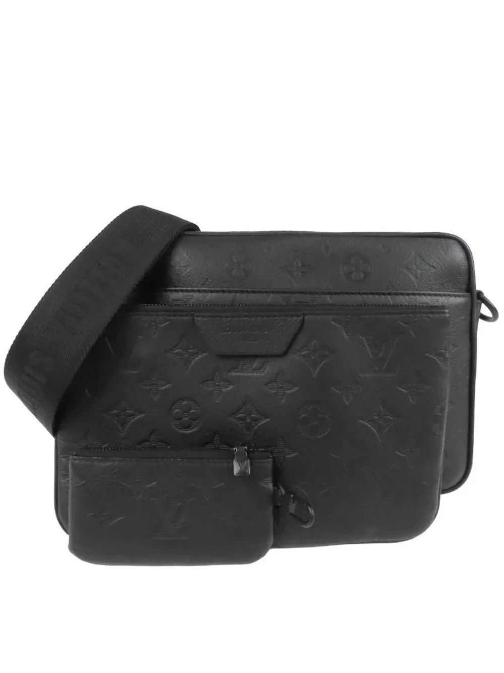 Louis Vuitton Trio Messenger Noir Black Monogram Shadow Shoulder Bag